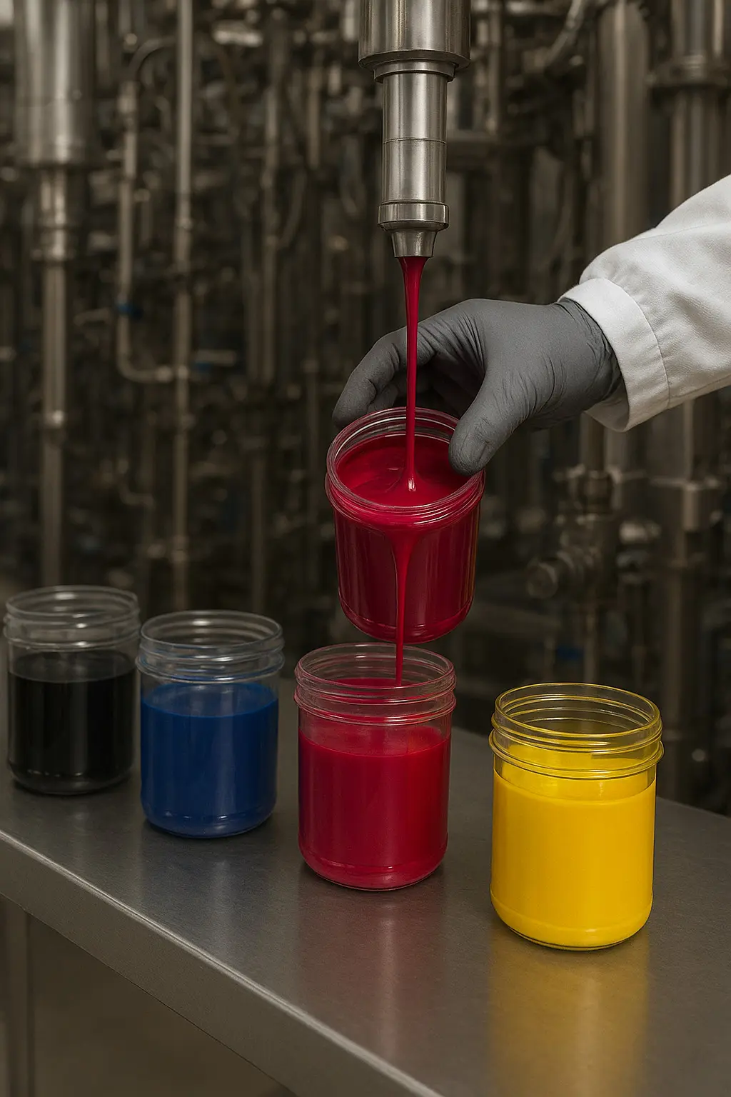 Evok Ink production floor showing industrial mixing equipment
