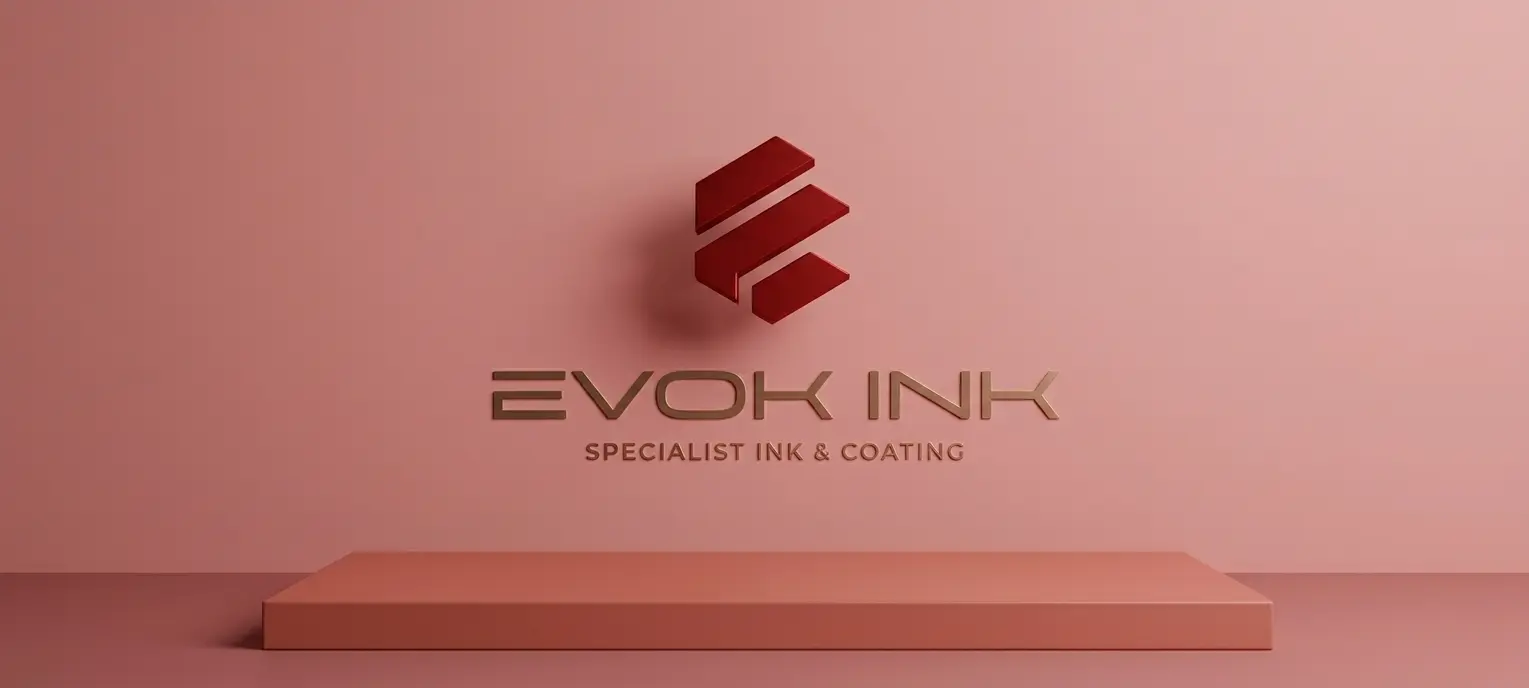 Evok Ink 3D product visualization showing ink container design